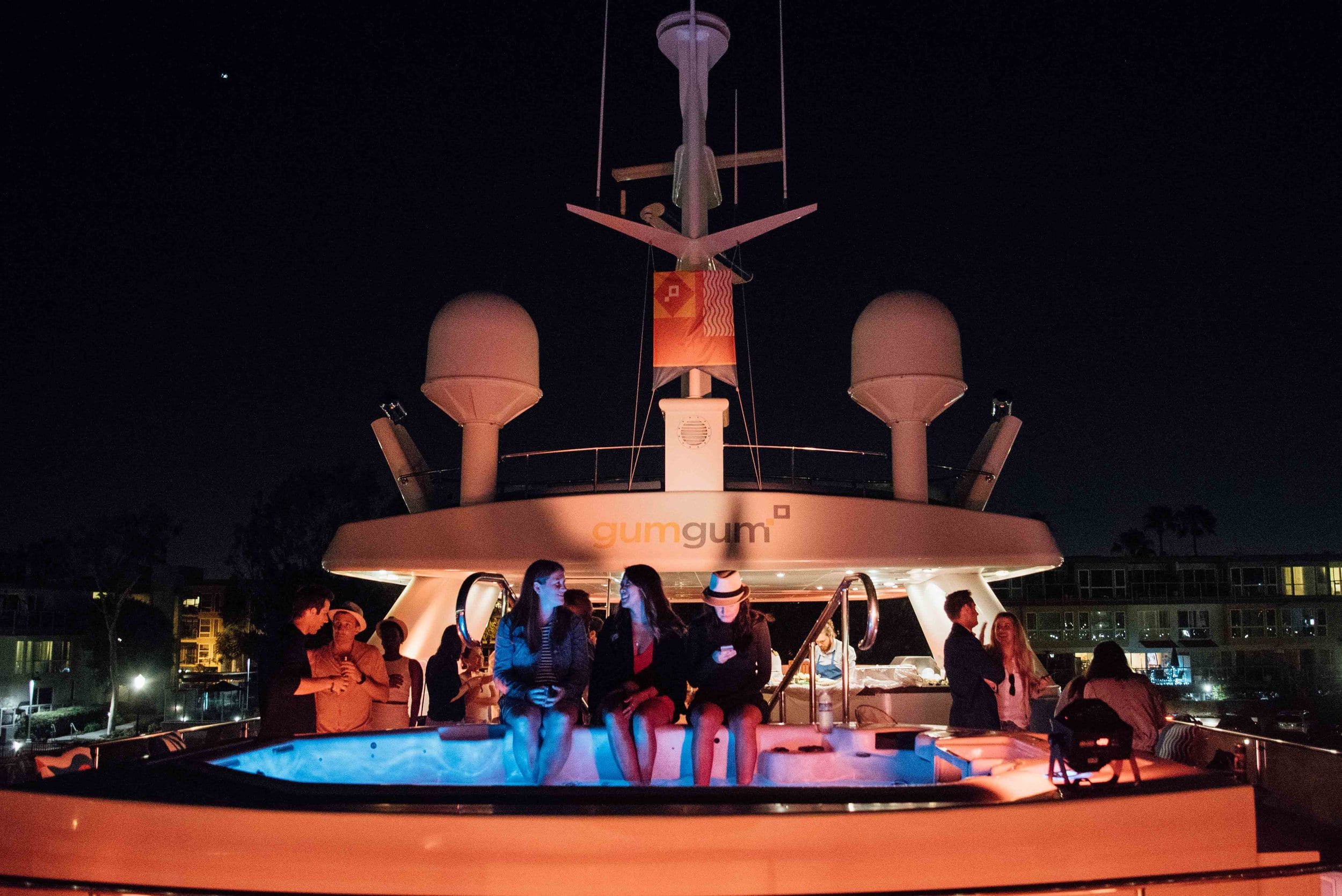 Group aboard a staged installation at a brand event