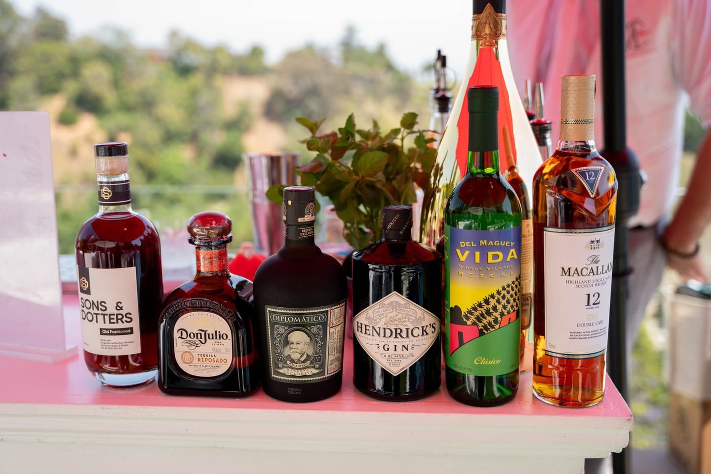 Premium spirits bar with Don Julio, Hendrick’s gin, Del Maguey mezcal and Macallan at a private Hollywood Hills party